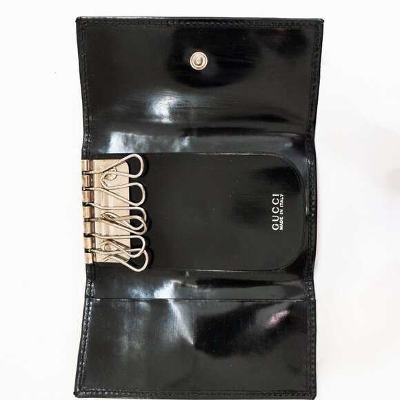 Gucci Black Horsebit Patent Leather Key & Card Holder - Picture 3 of 3
